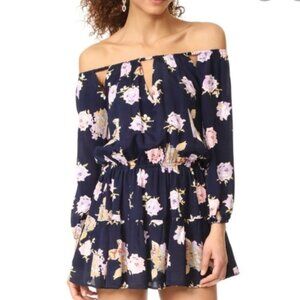Roe + May Dress S Small Navy Floral Off Shoulder Joplin Mini